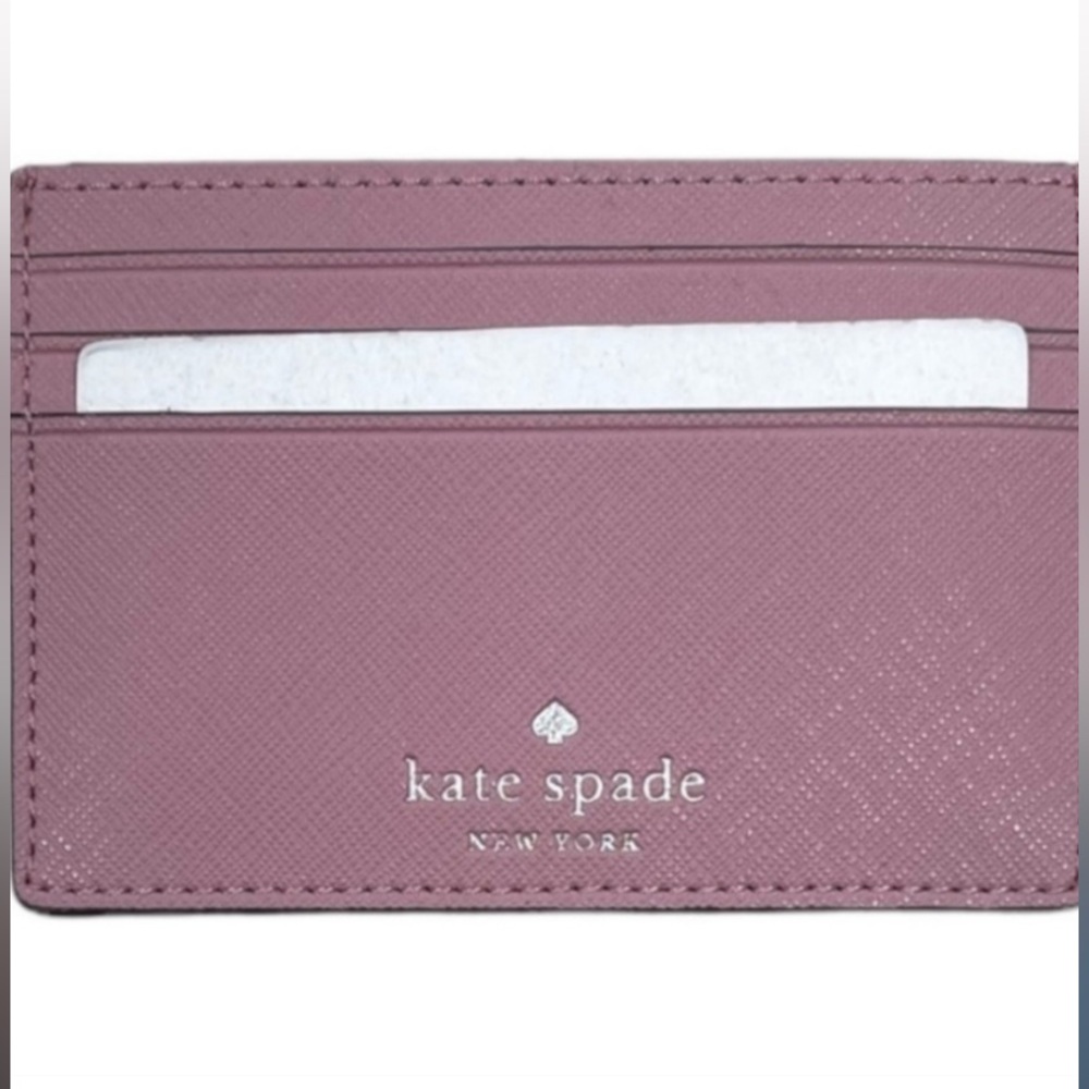 Small slim card holder in pink mauve